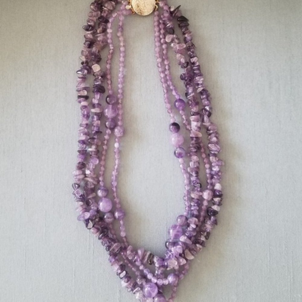 Natural Amethyst Stone Layered Necklace